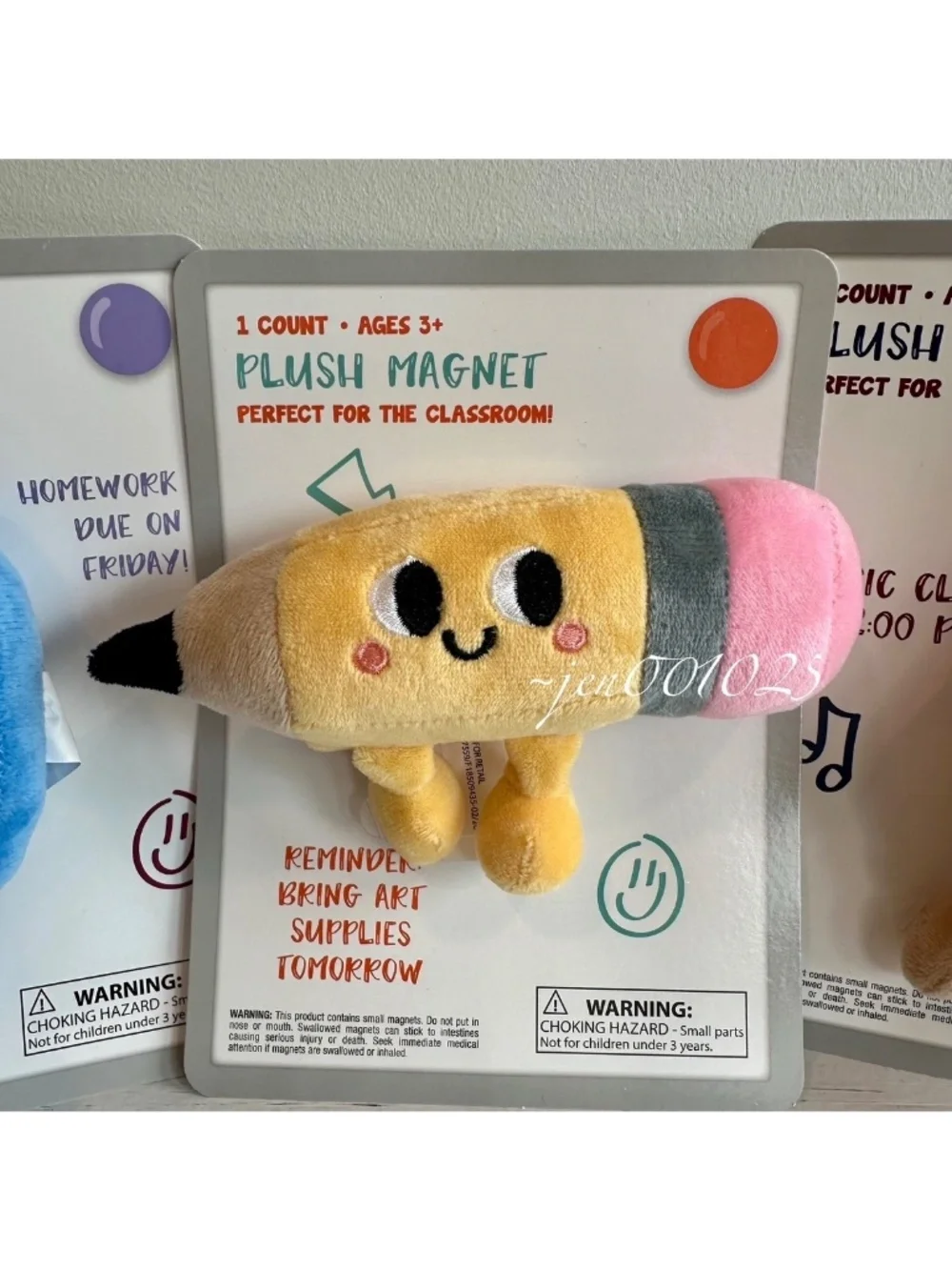 Target Bullseye Plush Magnets Classroom Decor Set of 3- Backpack, Pencil, Guitar
